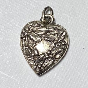 Vintage Victorian Repousse Sterling Heart Charm